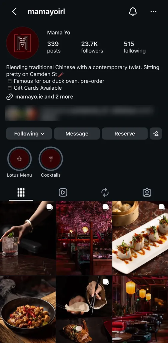 The Mama Yo Instagram profile today, with 23.7K followers