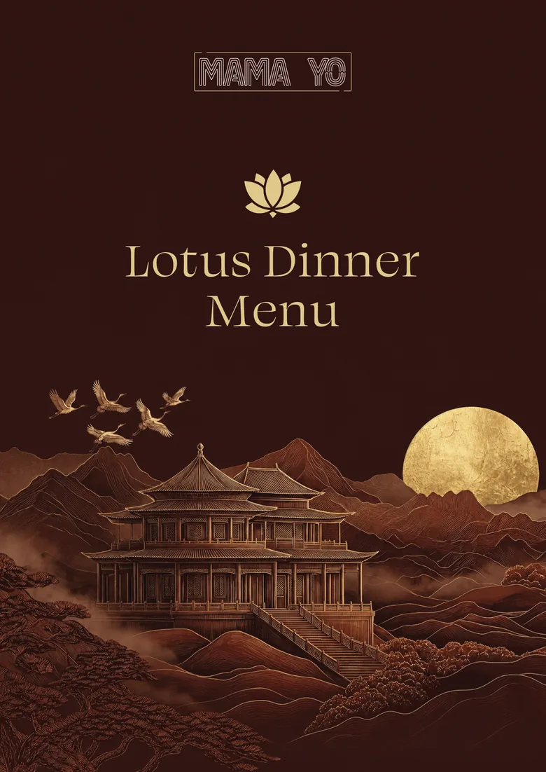 The Lotus Dinner Menu, printed A4