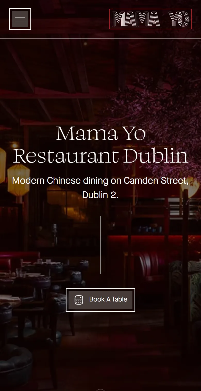 The new Mama Yo website on a phone: Mama Yo Restaurant Dublin, modern Chinese dining on Camden Street